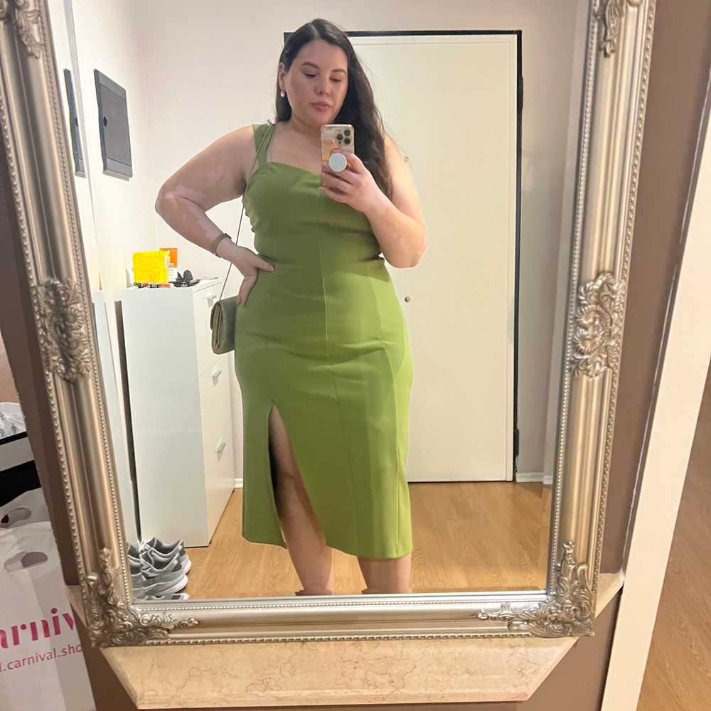 Wide Strap Corset Midi Dress